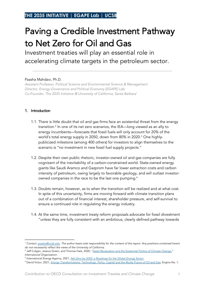 Report cover — Paving a Credible Investment Pathway to Net Zero for Oil and Gas